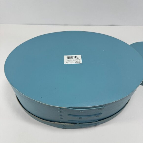 Russ Hand Painted Wood Cheese Box Trinket Storage Blue Folk Art Cottagecore - Picture 12 of 12